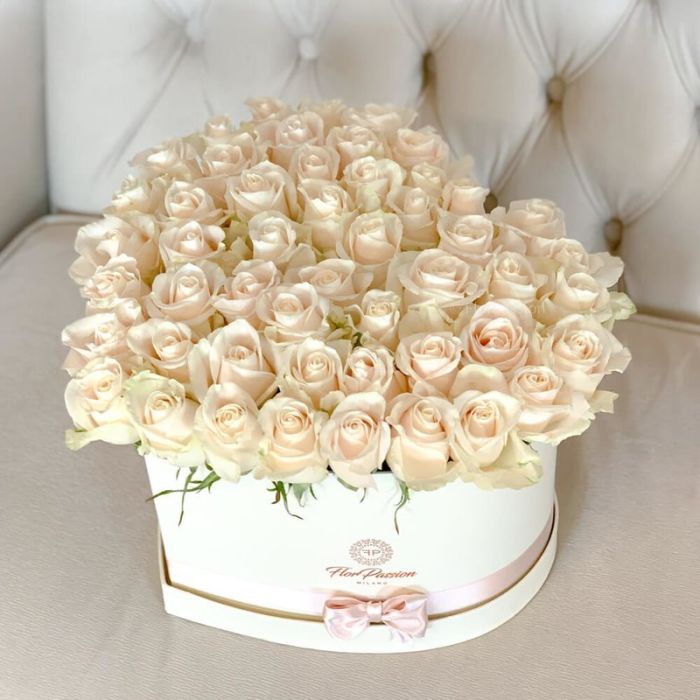 White Roses Heart Box